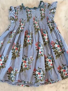 Pink Chicken Light Blue Floral Smocked Dress